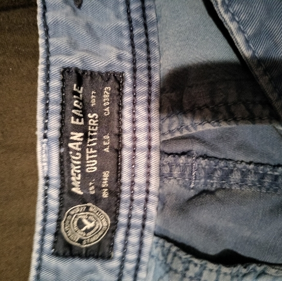 american eagle longer length flat front blue cotton shorts size 30 Inseam 11" - Picture 4 of 7